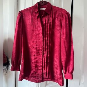 Ken Tiger & Co. Red Satin Pintuck Shirt